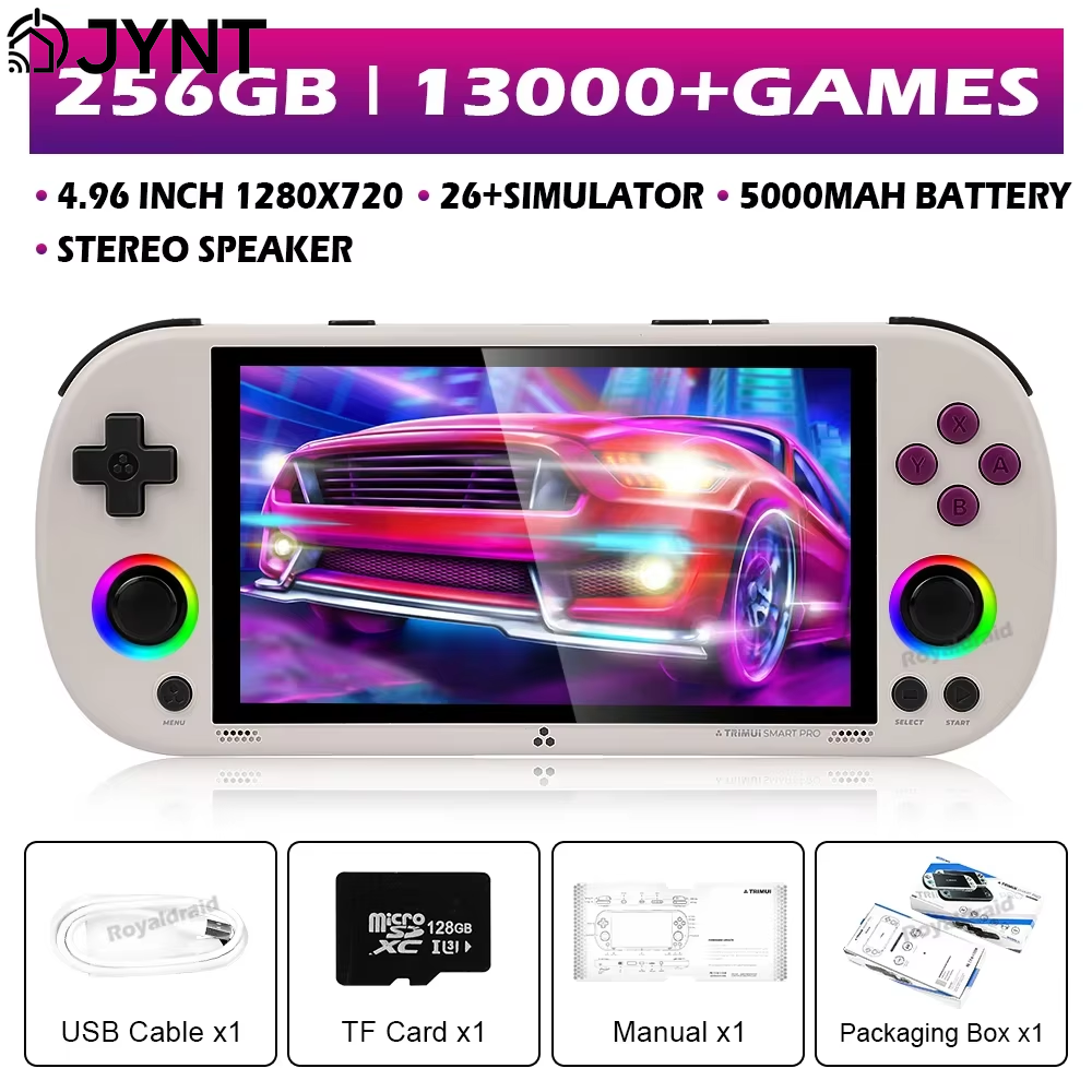 128G 256G Trimui Smart Pro Handheld Game Console 4.96''IPS Screen Linux System Joystick RGB Lighting Retro Video Game Player NEW