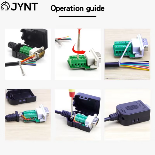 DB9 RS232 Connector D-SUB 9 Pin Male Female Plug RS485 Breakout Terminals 21-24 AWG Wire Solderless Connectors